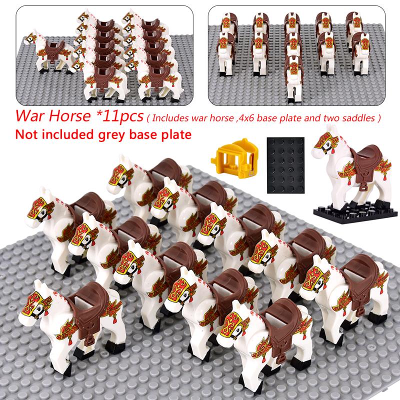 Středověké vojenské sady Figury kavalérie Válečný kůň Zvířata Stavební kostky Díly Rytířské zbraně Příslušenství Hračky pro děti dárky