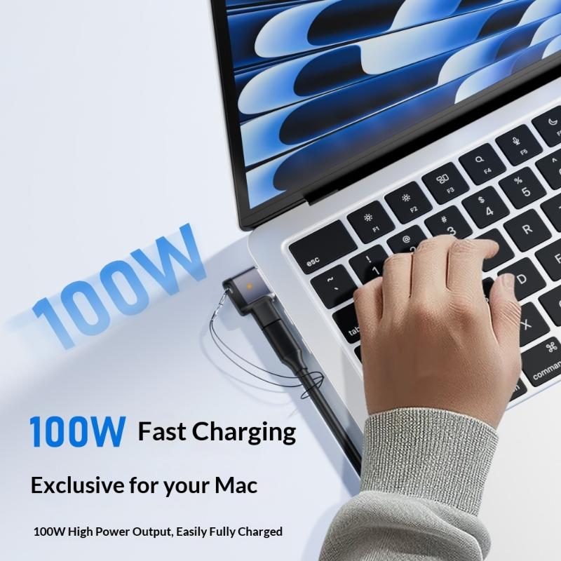 100W For Magsafe3 Side-Bend Magnetic Fast Charging Adapter Compatible With Air Pro M1 M2 M3 M4 M5 Pd Type-C To Magsafe3