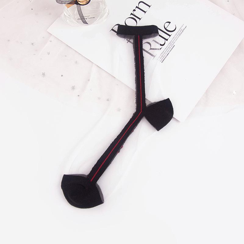 Women Socks Fashion Sheer Mesh Glass Silk Socks Ultrathin Transparent Crystal Lace Fabulous Elastic Ladies Summer Ankle Sock