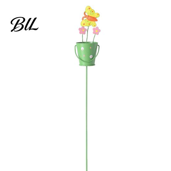 Charming Plant Stake Metal Garden Watering Pot Shape Bee Butterfly Cow Bunny Flowers Long-lasting Decorative for Outdoor Yard Porch Lawn Pathway M