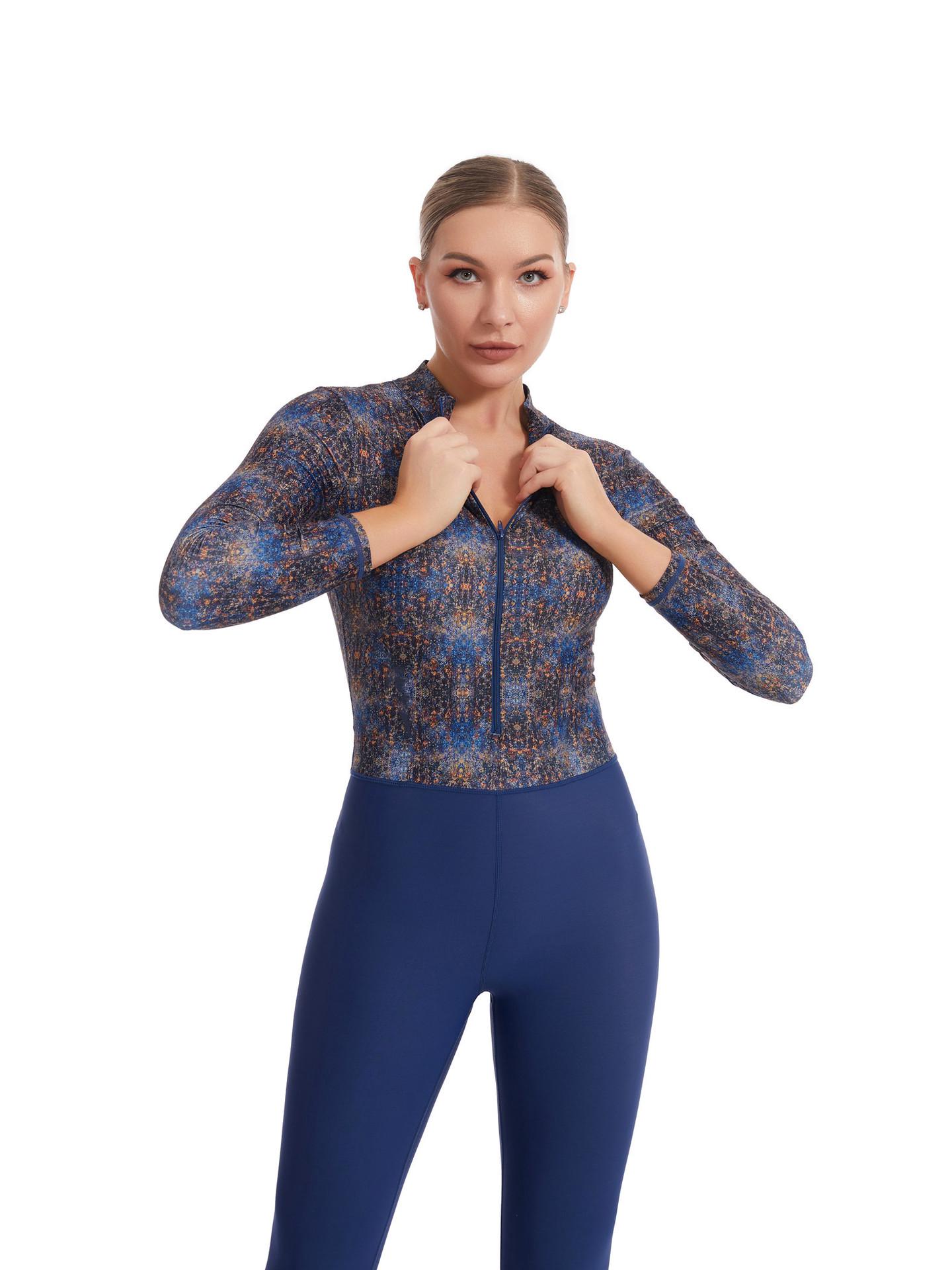 

Комбинезон для йоги с длинным рукавом на молнии телесного цвета для фитнеса и бега Medium