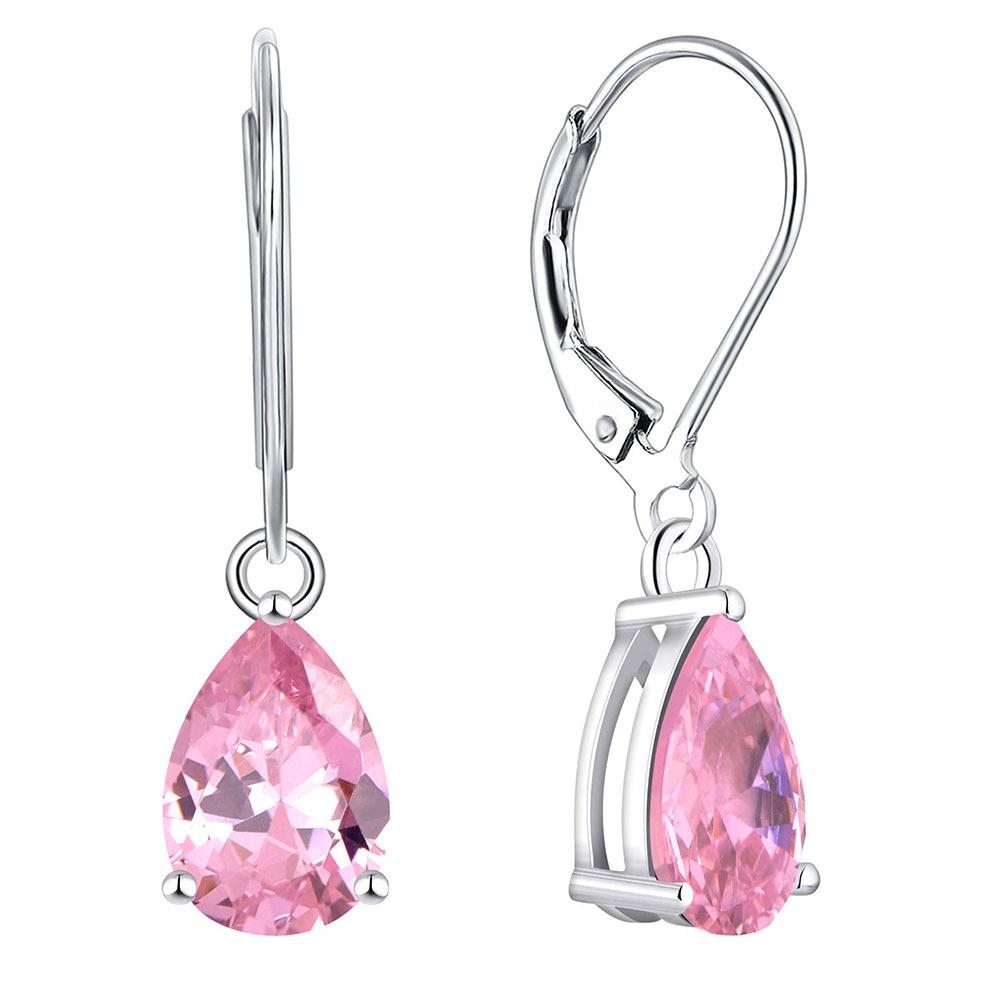Copper Inlaid Zircon Teardrop Earrings, 925 Sterling Silver, European American Fashion, Women's Gift