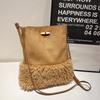 Tassel Fluff Bucket Bag Women's Bag Suede Underarm Bag Lamb Fluff Commuter Shoulder Messenger Bag