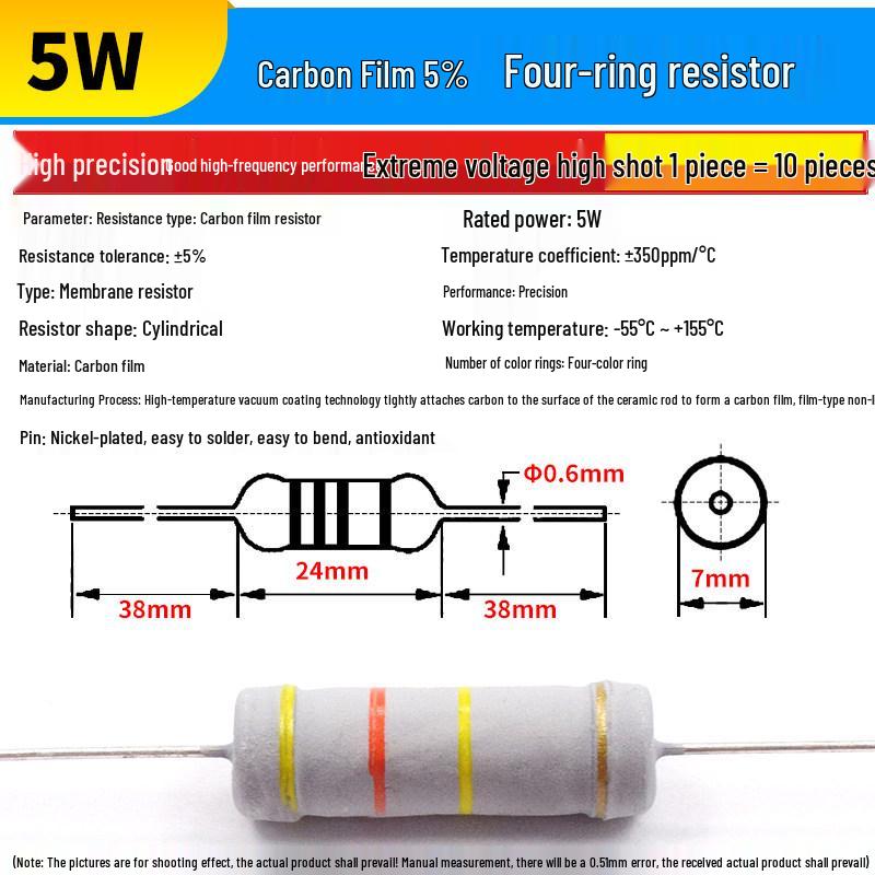 5W Carbon Film Resistor Set (3R-1M Ohm, 5% Tolerance)