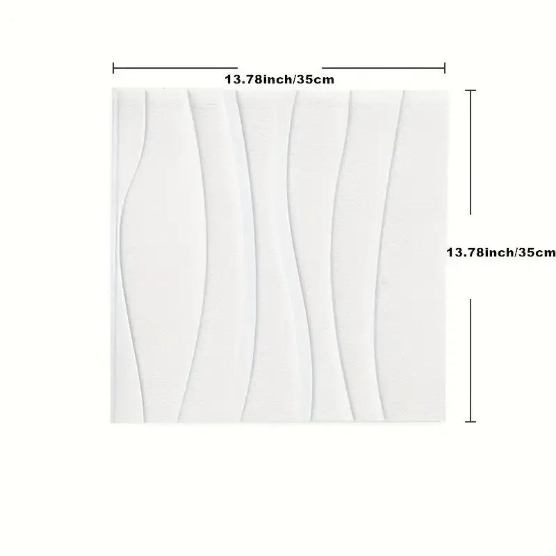 

Самоклеящиеся обои с 3D волновой текстурой для спальни, устойчивые к плесени и влагостойкие, обои для украшения дома 12Pcs-35X35cm белый