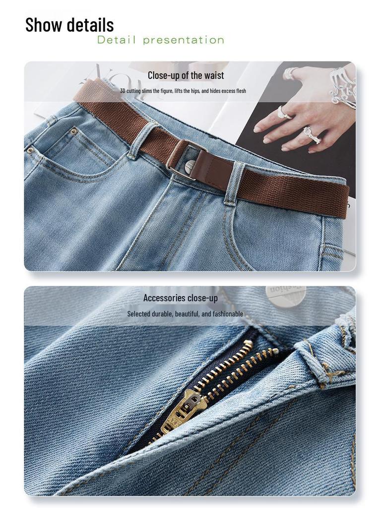 Dark Blue Vintage High-Waisted Wide-Leg Denim Pants - 2025 Spring/Summer Loose Slimming Casual Trousers