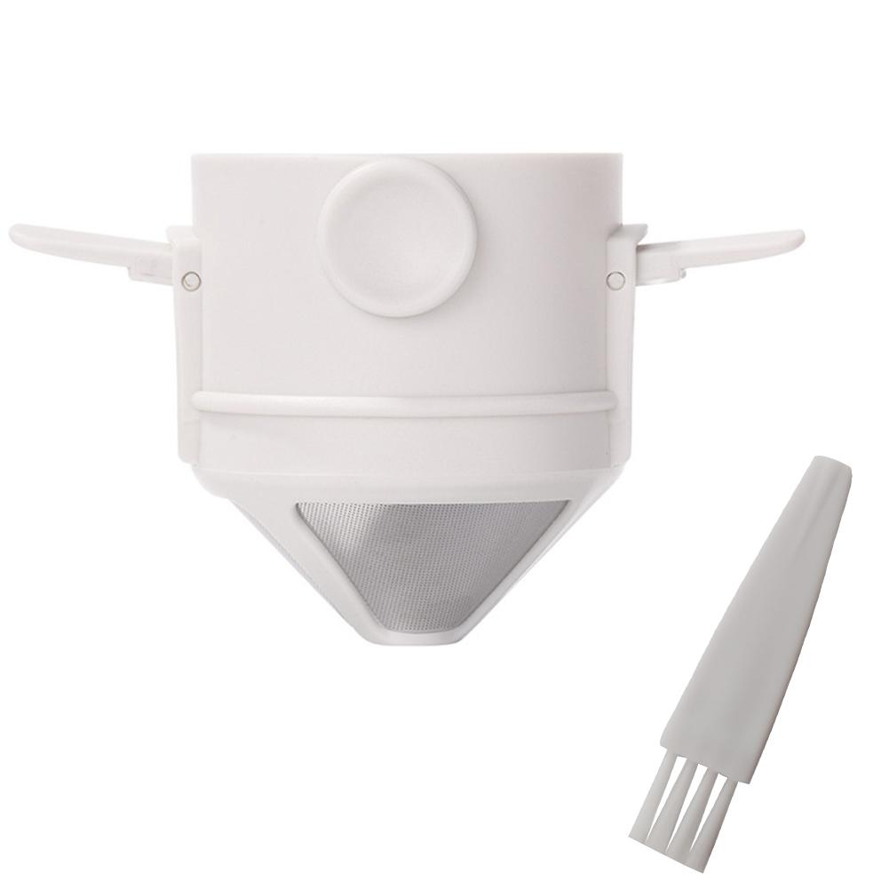 

Складной фильтр для кофе из нержавеющей стали, воронка-держатель для капельного кофе и чая, с чистящей щеткой, многоразовая капельница для кофе пуровер белый