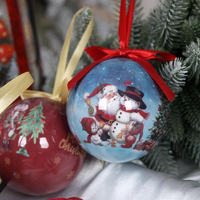 2pcs 8cm Christmas Ball Creative Delicate Christmas Tree Pendant Waterproof Painted Hanging Ornament Background Layout