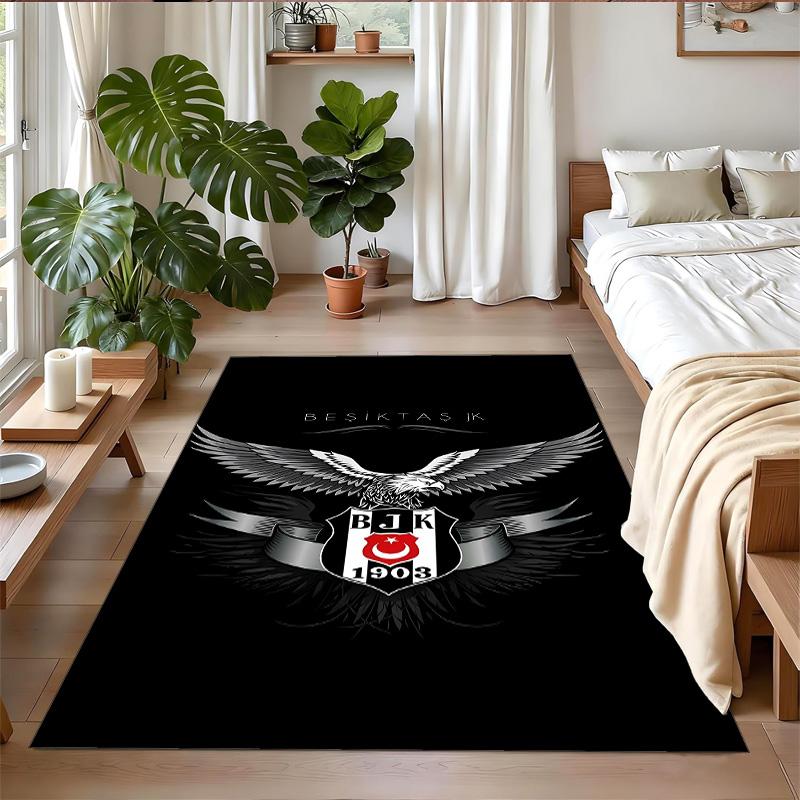 Tappeto Antiscivolo in Velluto di Cristallo, Tappeto con Design Besiktas per Interni Soggiorno Camera da Letto Decorazione Casa