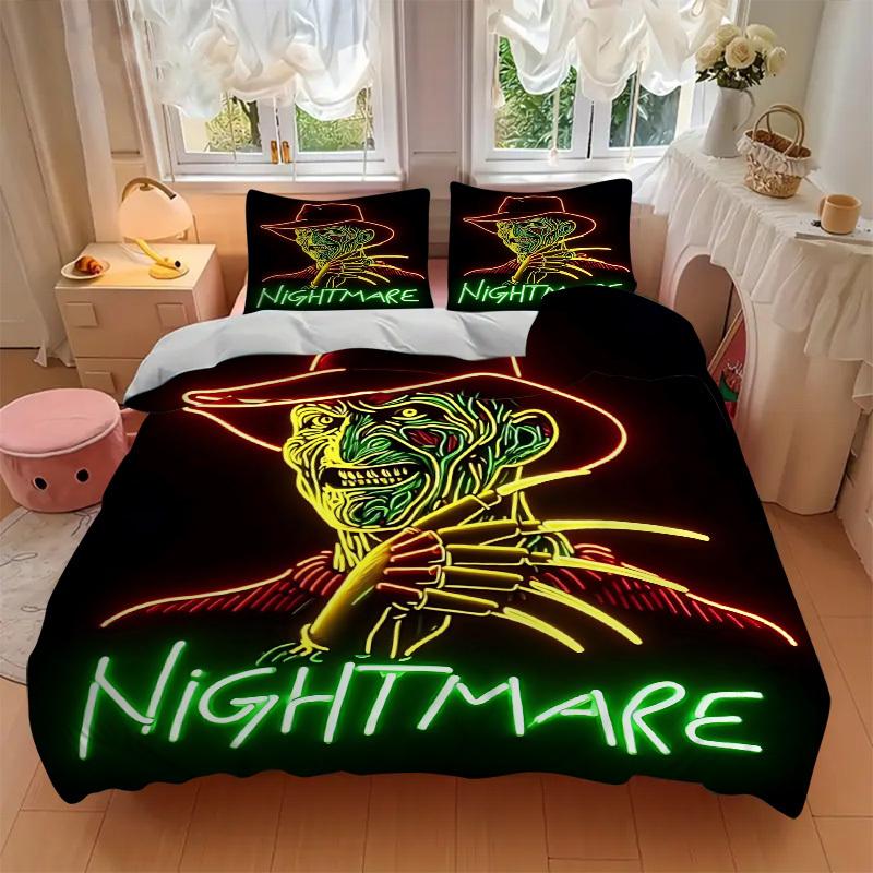 3pcs A Nightmare on Elm Street Bedding Set, Soft Polyester Duvet Cover and Pillowcases Machine Washable Seasons all suitable 75