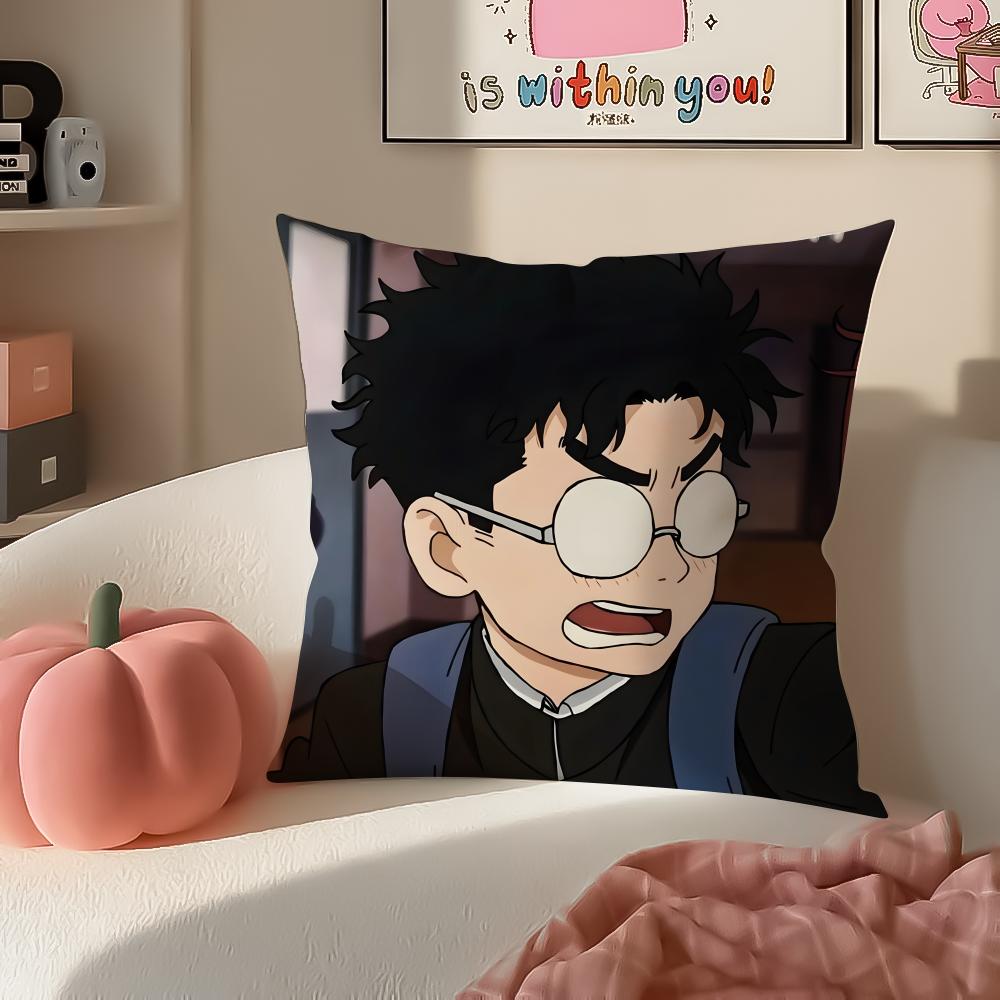 Anime Supernatural DDandadan Couple Cushion Cover Pillowcase Short Plush Invisible Zipper Room Sofa Cushion Cover