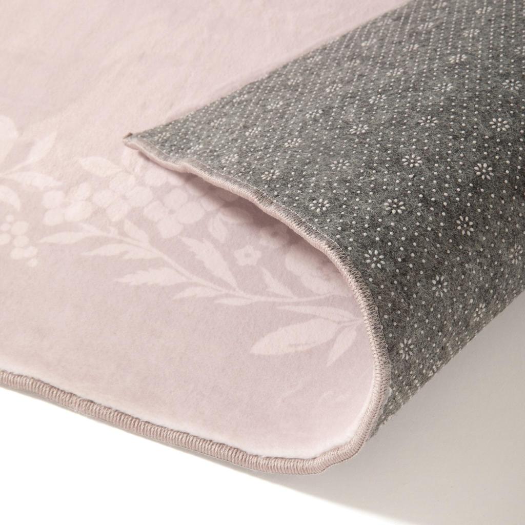 Francfranc Francfranc Design Print Rug, Frame Flower, Small, 140x100cm, Pink, Compatible with Floor Heating, Hot Carpets, and Kotatsu Tables