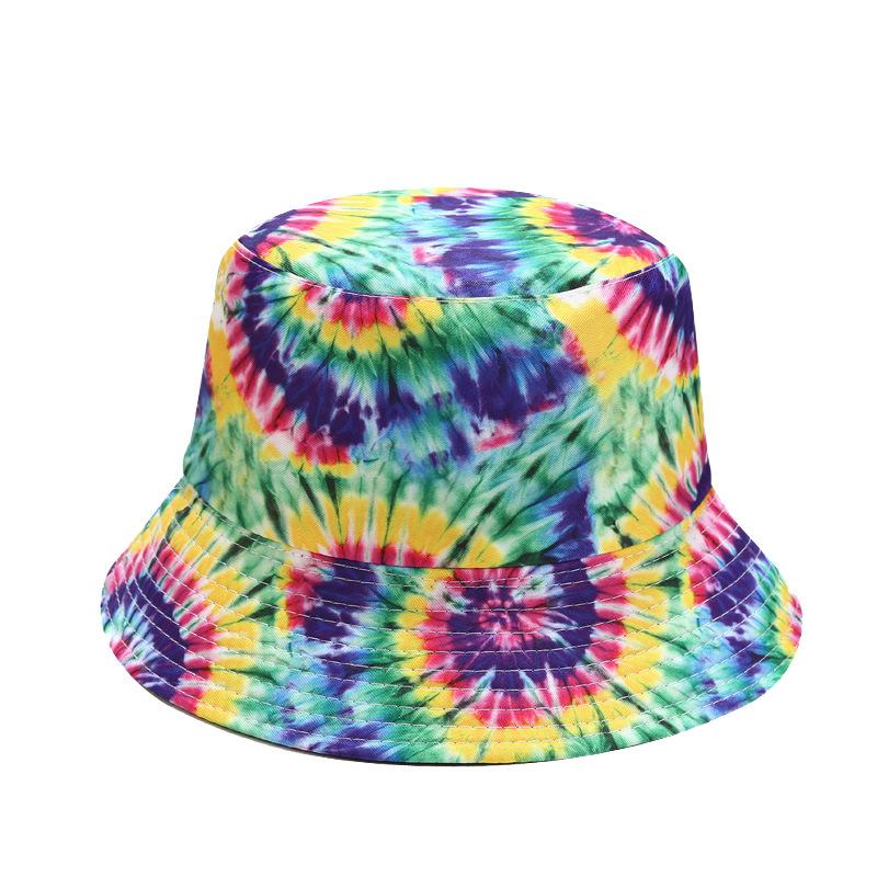 European and American spring new beach vacation leisure basin hat trendy men and women rainbow double-sided bucket hat sunscreen visor