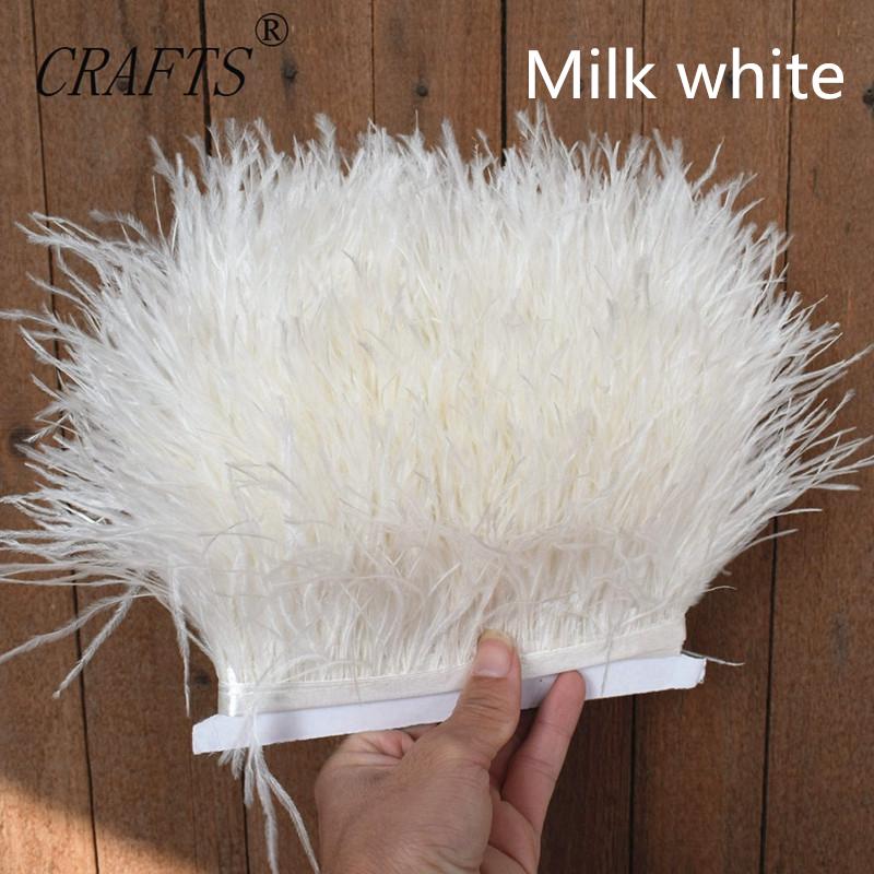 FeatherHigh quality fluffy ostrich feather trimming cloth sideband 5M 10M long DIY clothing accessories decorative accessories 8-11cm