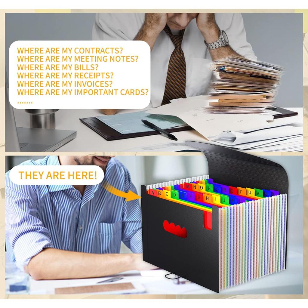 Expanding File Organiser Box Files Folder,24 Pockets Document Organiser Filing Boxes,Document Folder,Fun Storage Concertina File Folders