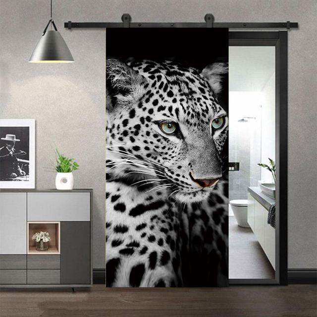 

3D наклейка на дверь шкафа, черный щенок лабрадора, виниловая водостойкая самоклеящаяся наклейка на дверь, домашний декор 40x120cm