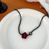 Korean Velvet Small Round Flower Beaded Necklace Niche High Sense Collarbone Chain Temperament Sweater Chain Internet Celebrity Accessories Neck Chain