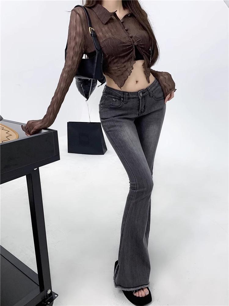 Women s Smoky Gray Mid-Rise Micro-Flare Skinny Jeans Large