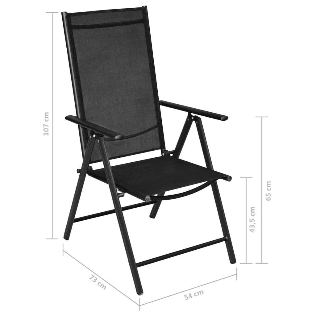 Folding Garden Chairs 2 pcs Aluminum and Textilene Black