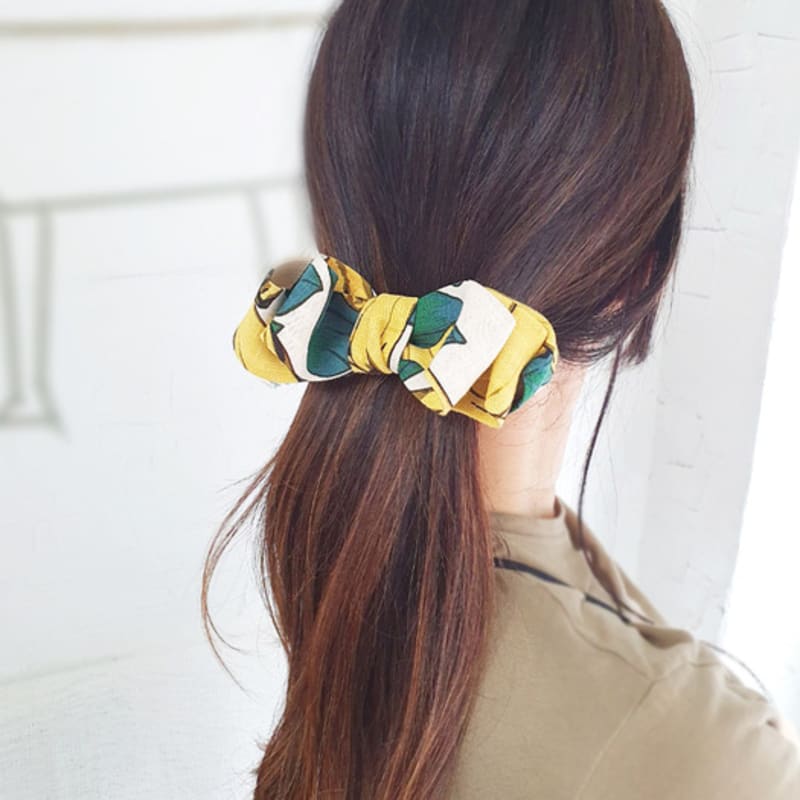 

RACOHA Lovely banana partten Large Ribbon Hair pin pink