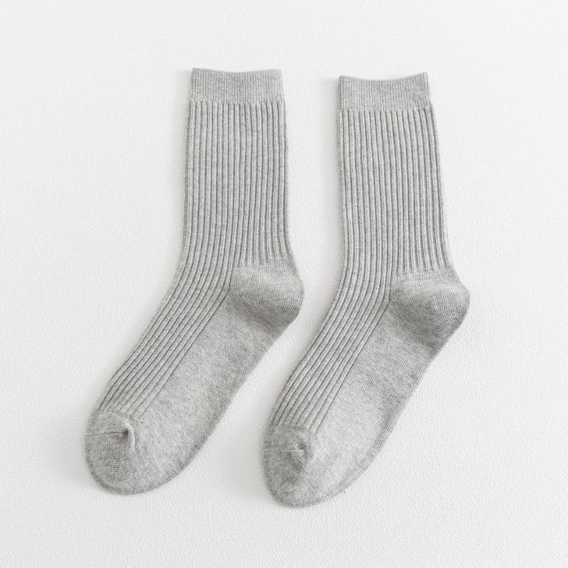 Men's Autumn and Winter New Solid Color All Match Smoke Strip Cotton Business Tube Socks