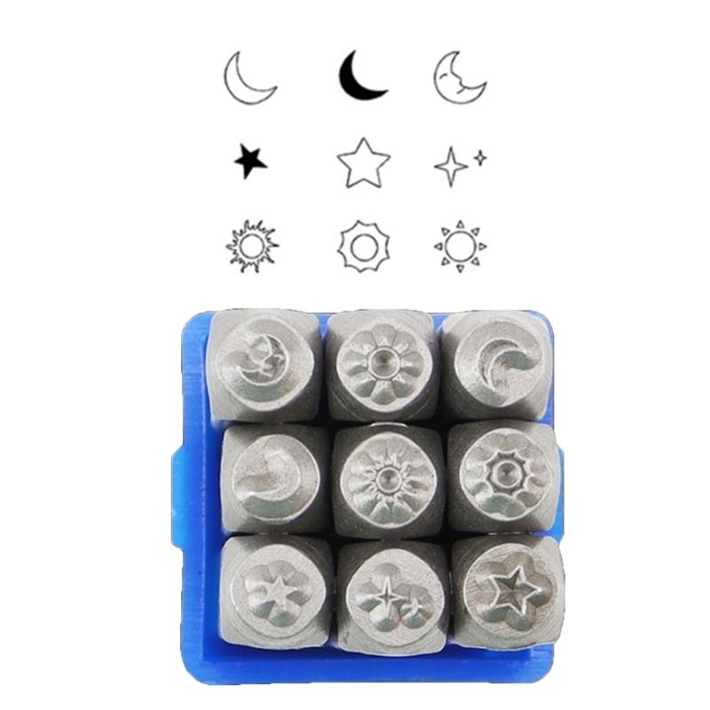 9 Stück Lederstempelwerkzeug 3mm Stahl Mond Stern Sonne Stanzen Lederstempler Prägewerkzeug Für Handwerk Schmuckherstellung