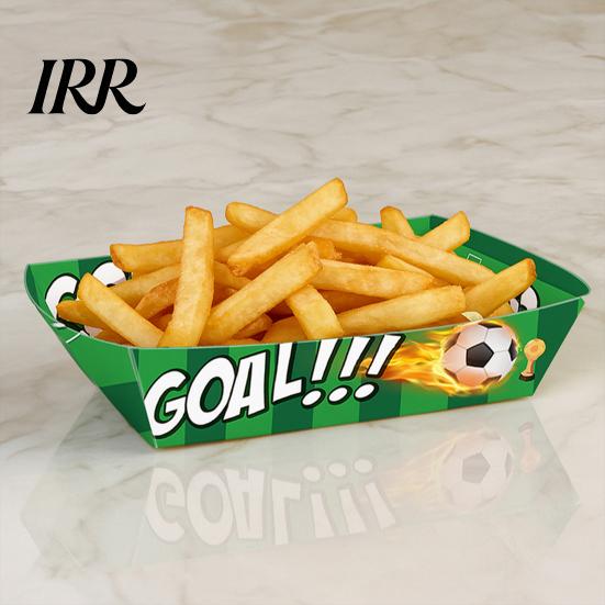 Popcorn Holder 12Pcs Paper Snack Box for French Fries Fried Chicken Snacks, Football Easy Assemble Food Container Theme Foldable Containers,