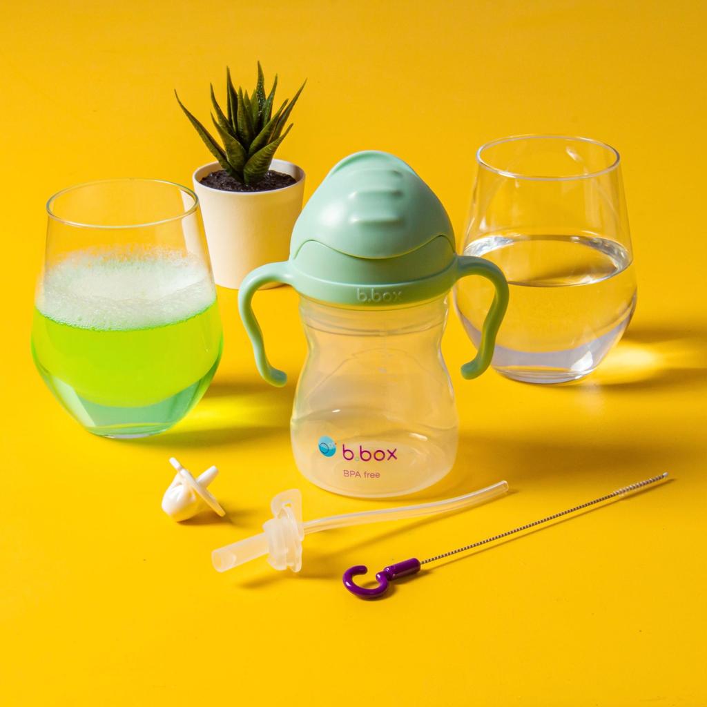 Silicone Straw Mug Easy to Drink from Any Perfect for Baby Showers Includes Straw and Cleaning Set b.box - Leak-proof, Angle, [Authentic b.box