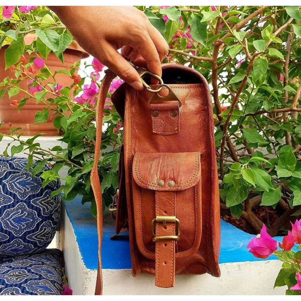 Vintage Leather Messenger Bag Shoulder Laptop Bag Briefcase Men's Genuine