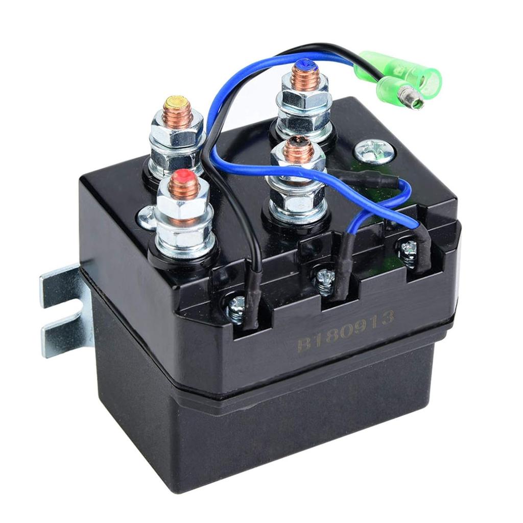 Winch Solenoid Relay, 12V ATV UTV Winch Contactor Solenoid with 6 Protecting caps Universal for ATV UTV 1500-5000lbs Winch