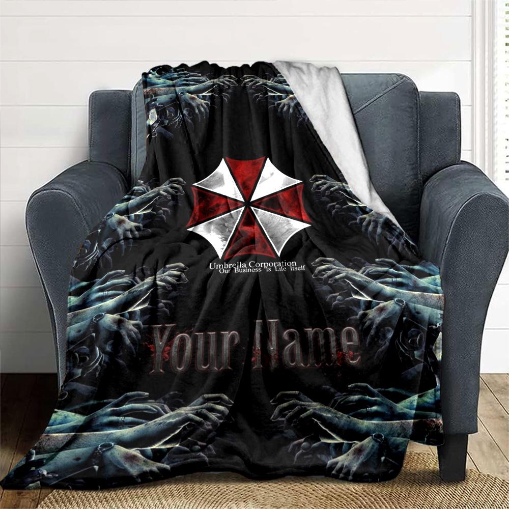 Name Custom Umbrella Corporation Print Flannel Blanket High Quality Warm Comfortable Cover for All Seasons Perfect for Gifts Home Decor