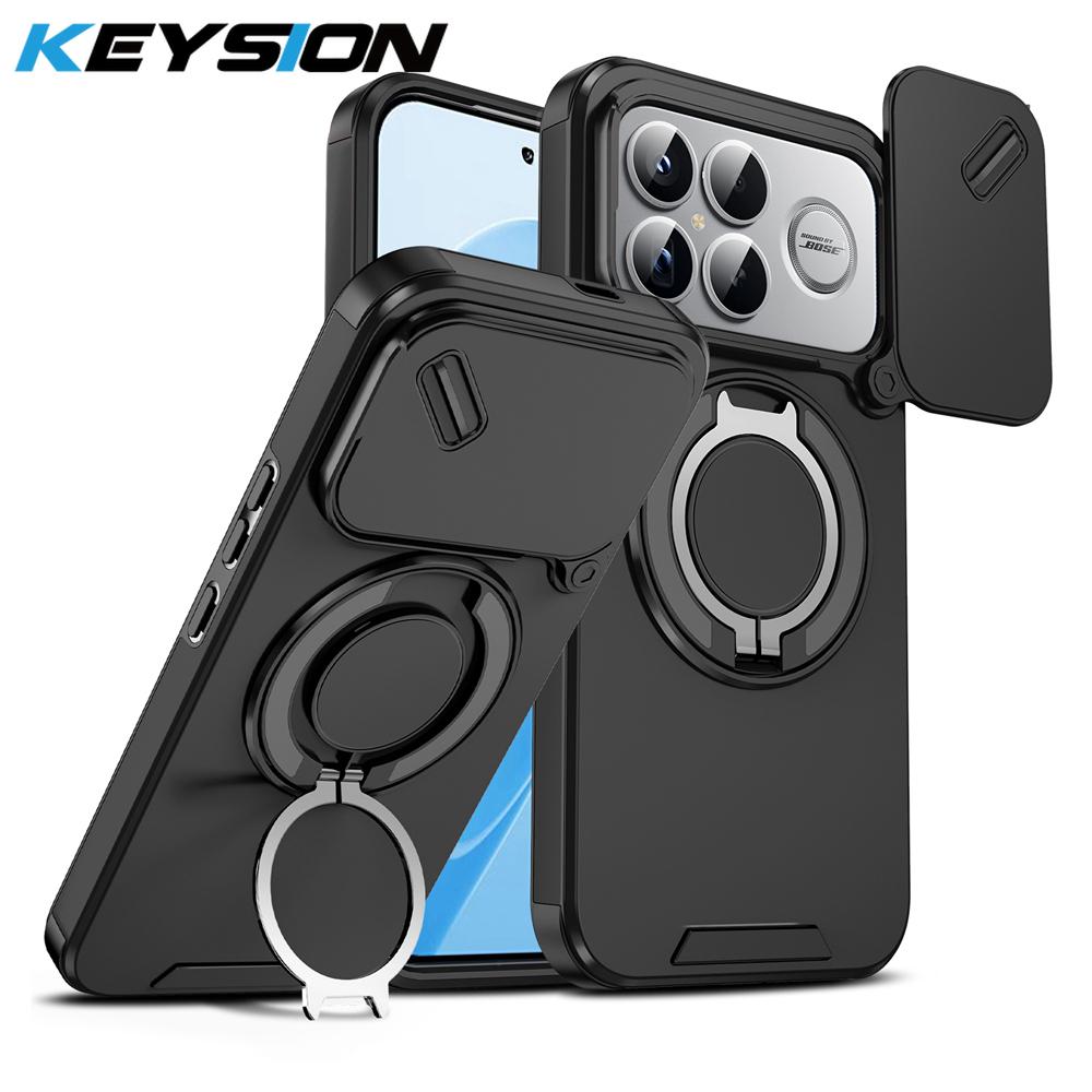 

KEYSION 360° кільце-підставка чохол для телефону для Xiaomi POCO F8 Ultra захист висувної камери магнітний ударостійкий чохол для POCO F8 Pro for POCO F8 Ultra чорний