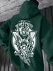Men's Autumn/Winter Fleece-Lined Hoodie – Quirky "Eye-in-Hand" Print – Versatile, Loose-Fit Casual Athletic Hoodie