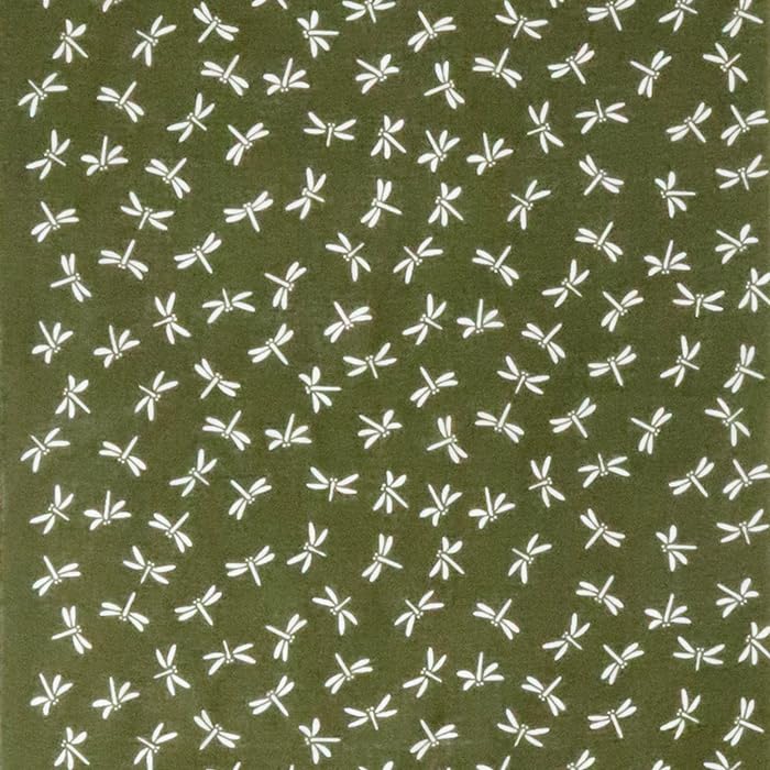 Dyeing Anbo Soft Gauze Tenugui Dragonfly Olive Authentic Dyed Cotton with Hemmed Made in 35cm x 100cm "Baby Green" 100% Edges, Japan,