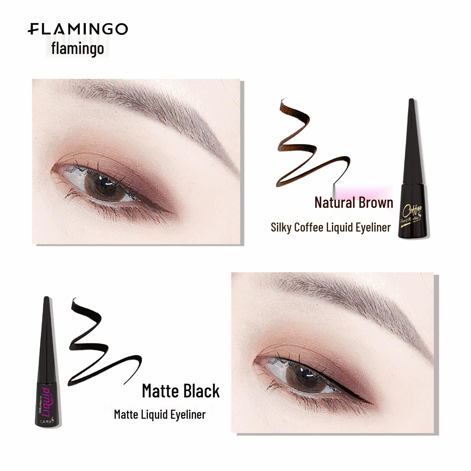 

Flamingo Silk Mist Coffee Brown Eyeliner - Easy to Apply, Smooth, No Smudge, for Students & Beginners. матовий чорний колір