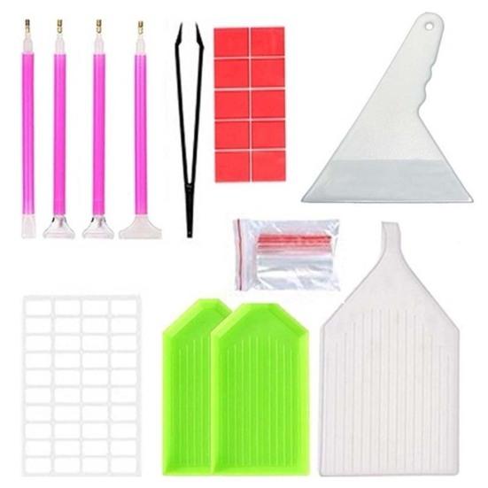 40/42Pcs 5D DIY Diamond Painting Cross Stitch Point Pen Roller Tray Tools Kit