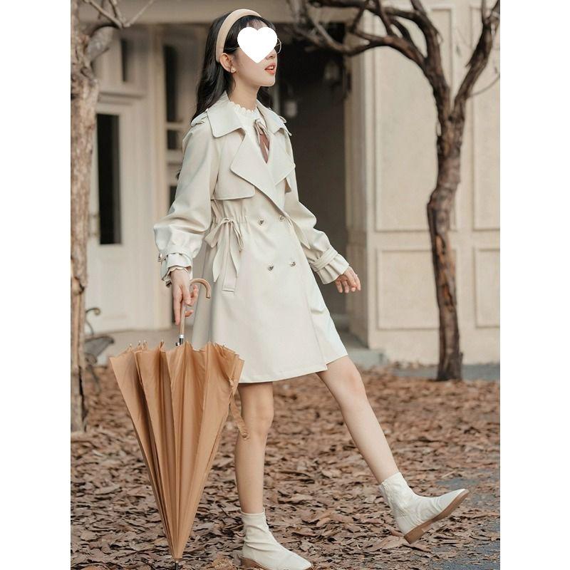 2025 Autumn Women's Petite French Trench Coat - British Style, Korean Version, Loose Fit