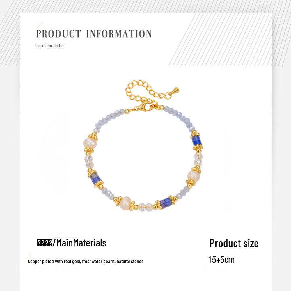 Set di Gioielli Cristallo e Perle d'Acqua Dolce Autunno & Inverno: Bracciale Collana con Acquamarina per Ragazze di Primavera