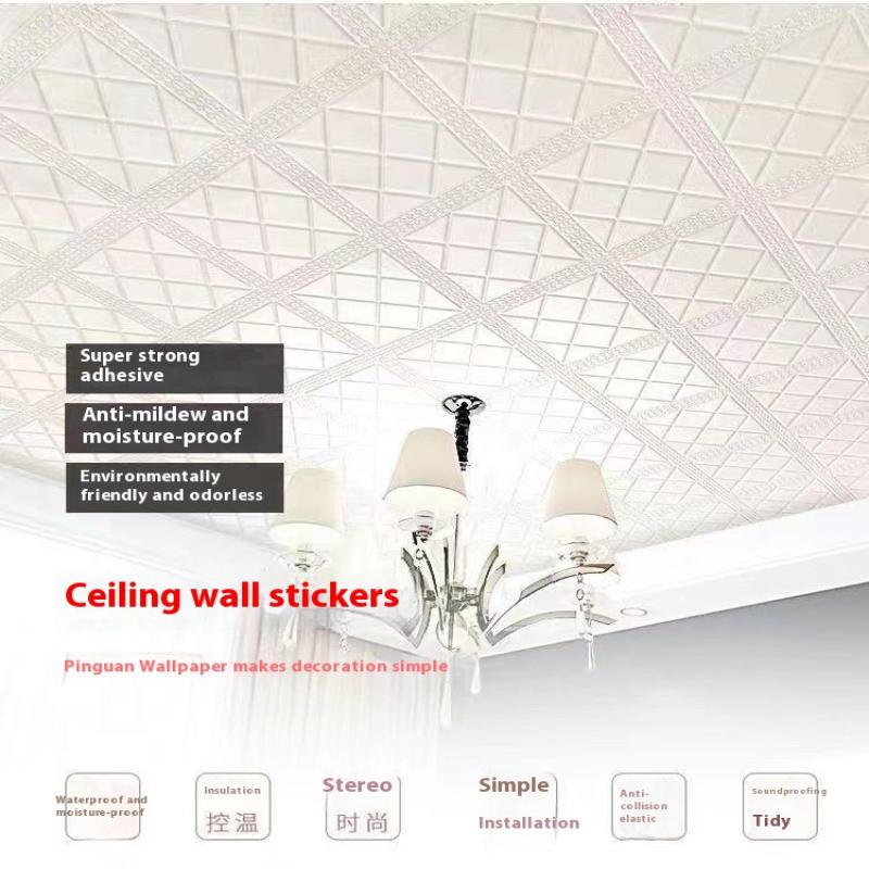 4 Stück 35*35cm Decken-Schlafzimmer-Dekor 3D-Hintergrund-Tapete Abziehbar und Klebbar Wasserdichte Wandaufkleber Kollisionsschutz Heimdekoration