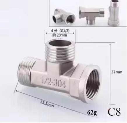 201/304 Stainless Steel 1/2", 3/4" BSP Threaded Plumbing Fittings (Reducing Elbow, Tee, Coupler, Butt Joint) - 1/2" BSP Male-Fem