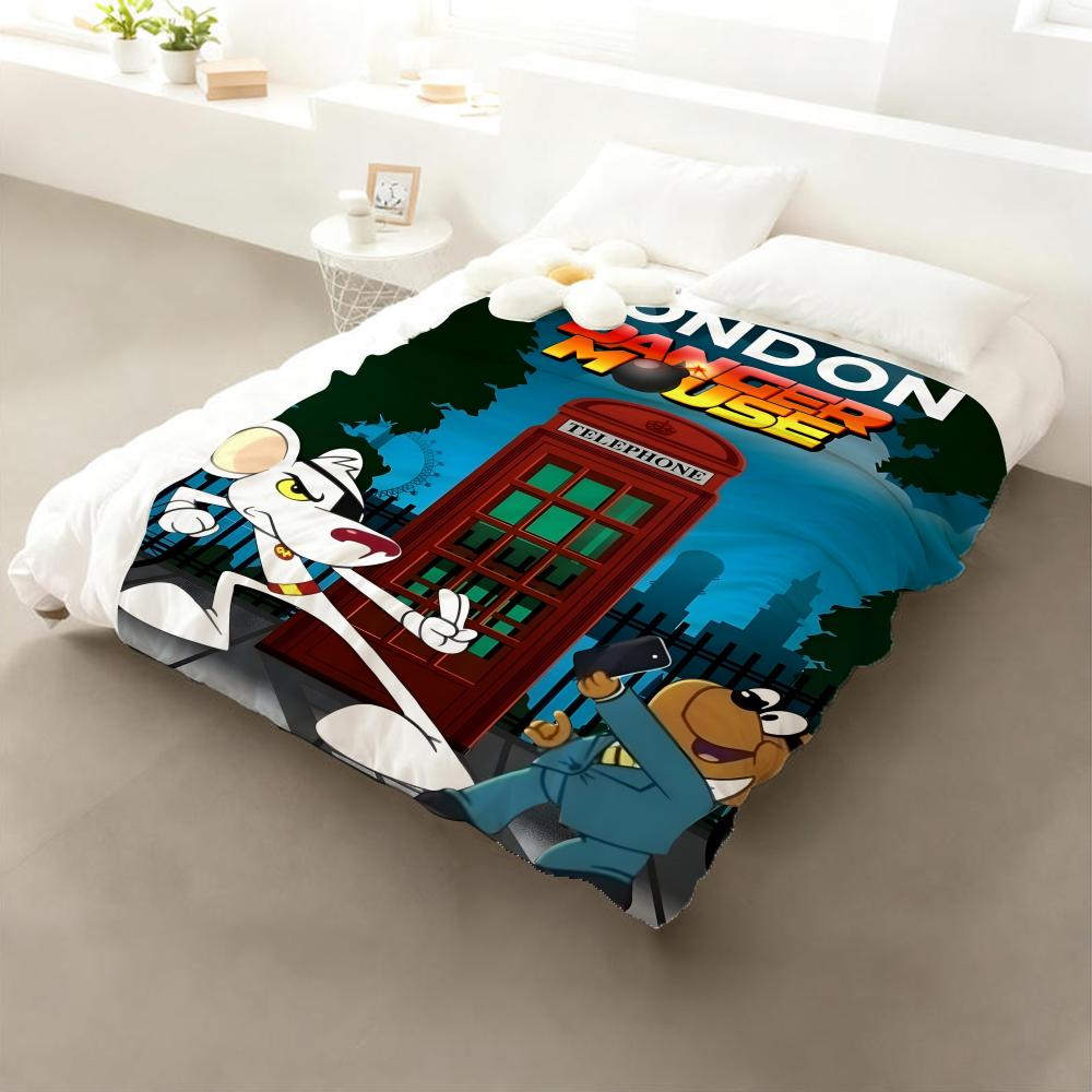 

Cartoon Danger Mouse Throw Flannel Throw Blanket: Soft Kid-Friendly Warm Anti-Static All Season Washable Couch Bed Home 75x90cm
