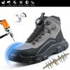 High Top Knob Buckle Safety Shoes, Mining Boots, Work Shoes, Anti-Smashing and Anti-Piercing Lightweight