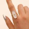 White Enamel Open Ring Women Geometric Oval Cross Star Moon Heart Adjustable Gold color Ring Exquisite Fashion Hand Jewelry Gift