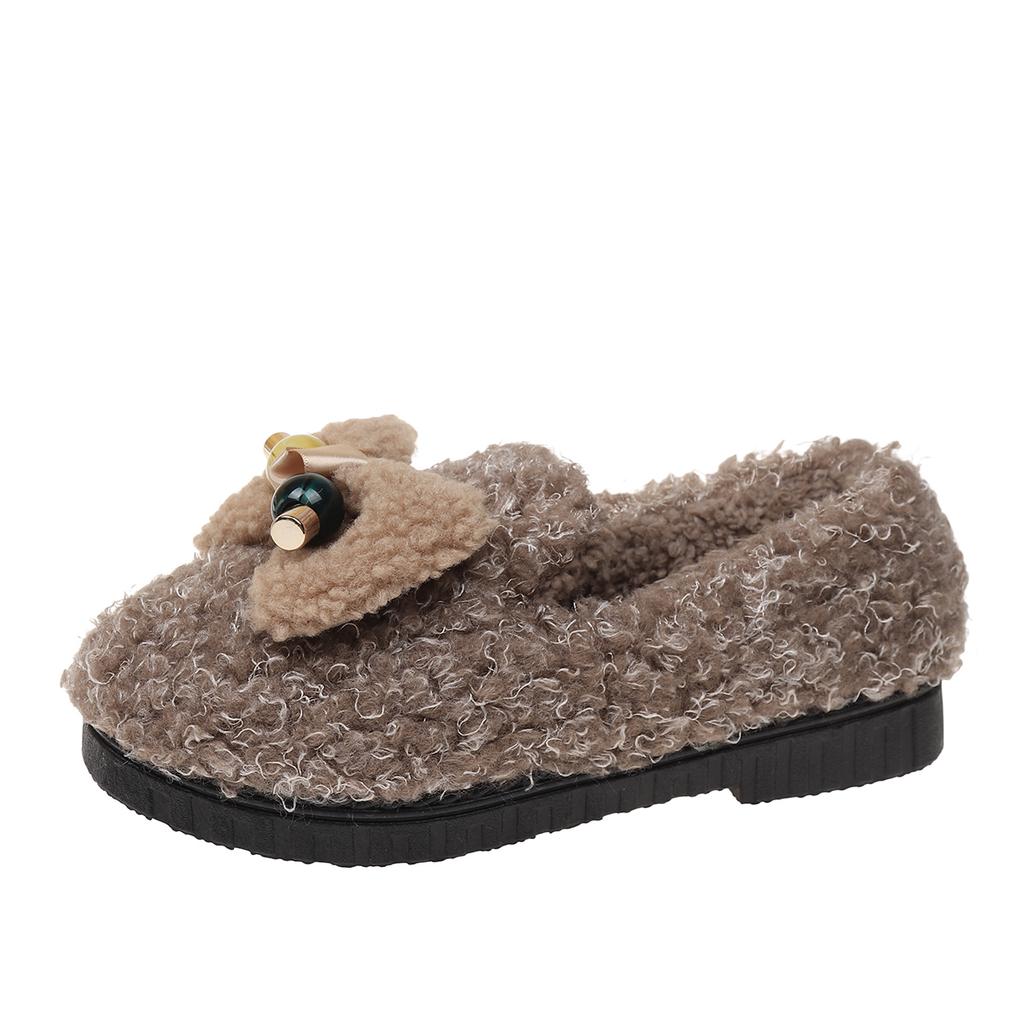 Mode 2025 Bequeme Warme Flache Schuhe im Winter Modisch Neue Schleife Sexy Leicht Plüsch Rutschfest Lässige Laufschuhe für Damen