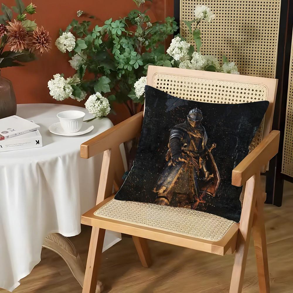 Game DDark SSouls Cushion Cover Silky Short Plush Invisible Zipper Dustproof Sofa Pillow Case for Home Decor