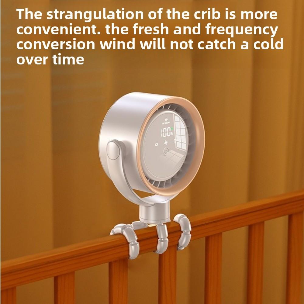 Intelligent Digital Display Octopus Stroller Fan USB Charging Rechargeable Fan for Desktop Use