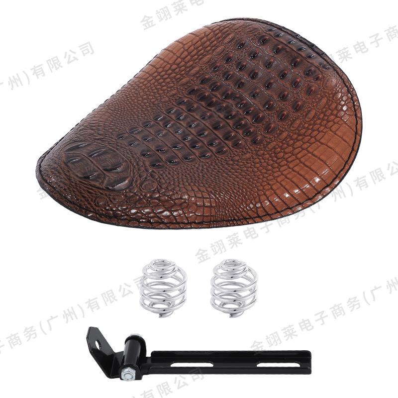 Retro Crocodile Leather Seat Cushion with Bracket - Harley Cruise Prince Accessories.