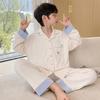 Boys Cotton Pajama Set Long Sleeve Open Front Cartoon Print Home Wear Kids Teens