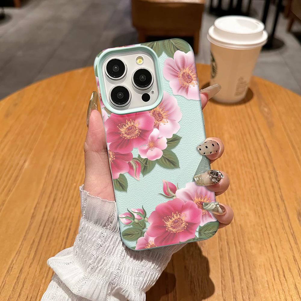 

Чехол для телефона с акварельным цветочным узором для iPhone 17 15 16 Plus 11 Pro Max 12 13 14 17E 16E, не желтеющий, противоударный задний чехол iphone 17 Air зелёный