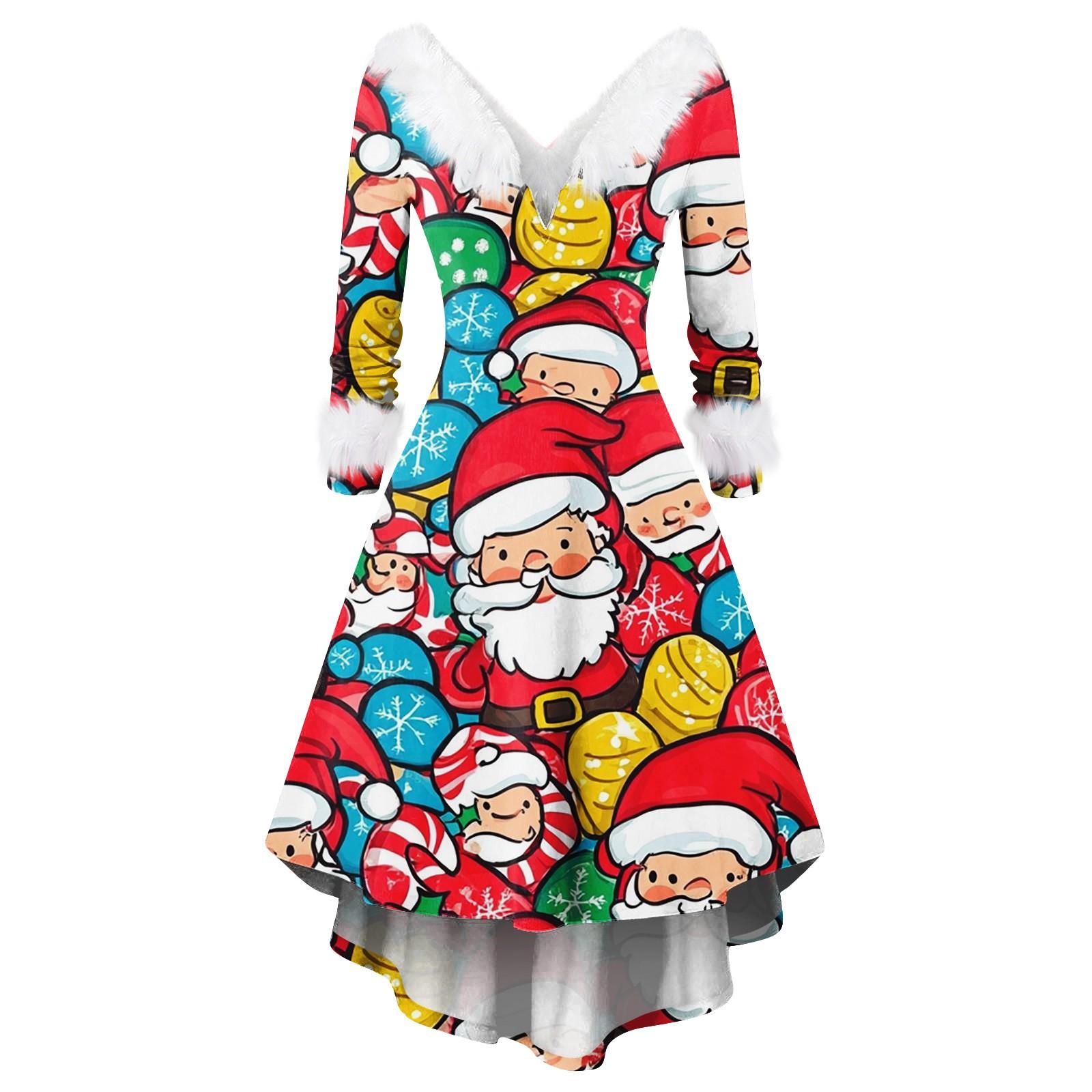 

Женские модные повседневные облегающие платья с V-образным вырезом и рождественским принтом для вечеринок с длинным рукавом L жёлтый